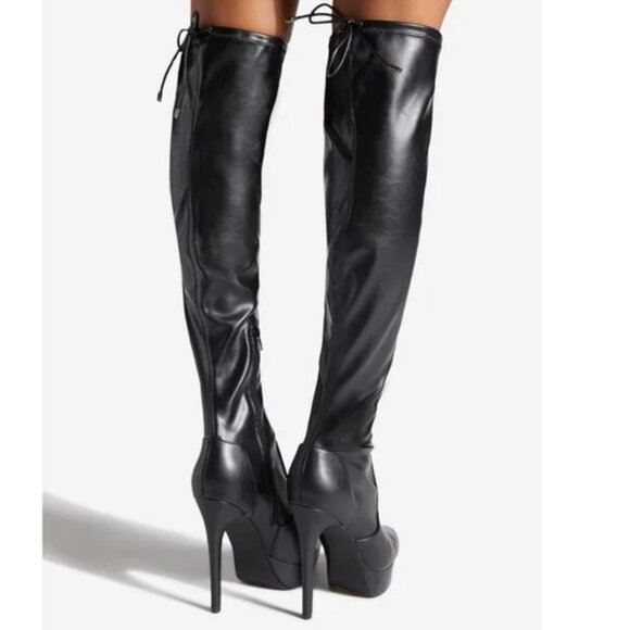 Platform Stiletto Boots Black Size 10 - Picture 3 of 4